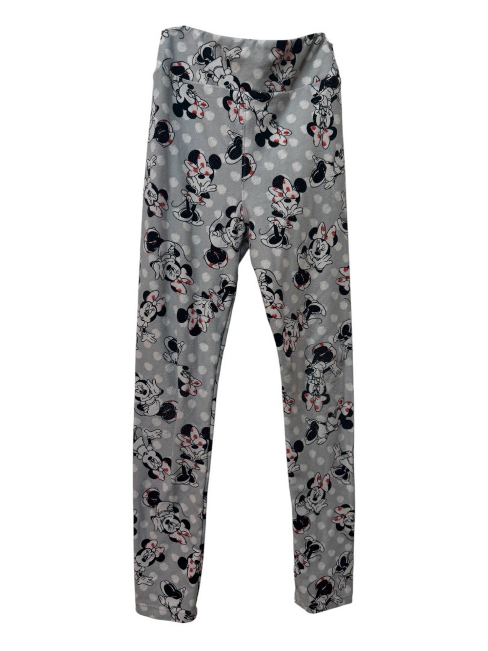 LuLaRoe Gray Minnie Mouse Leggings with Red Bows